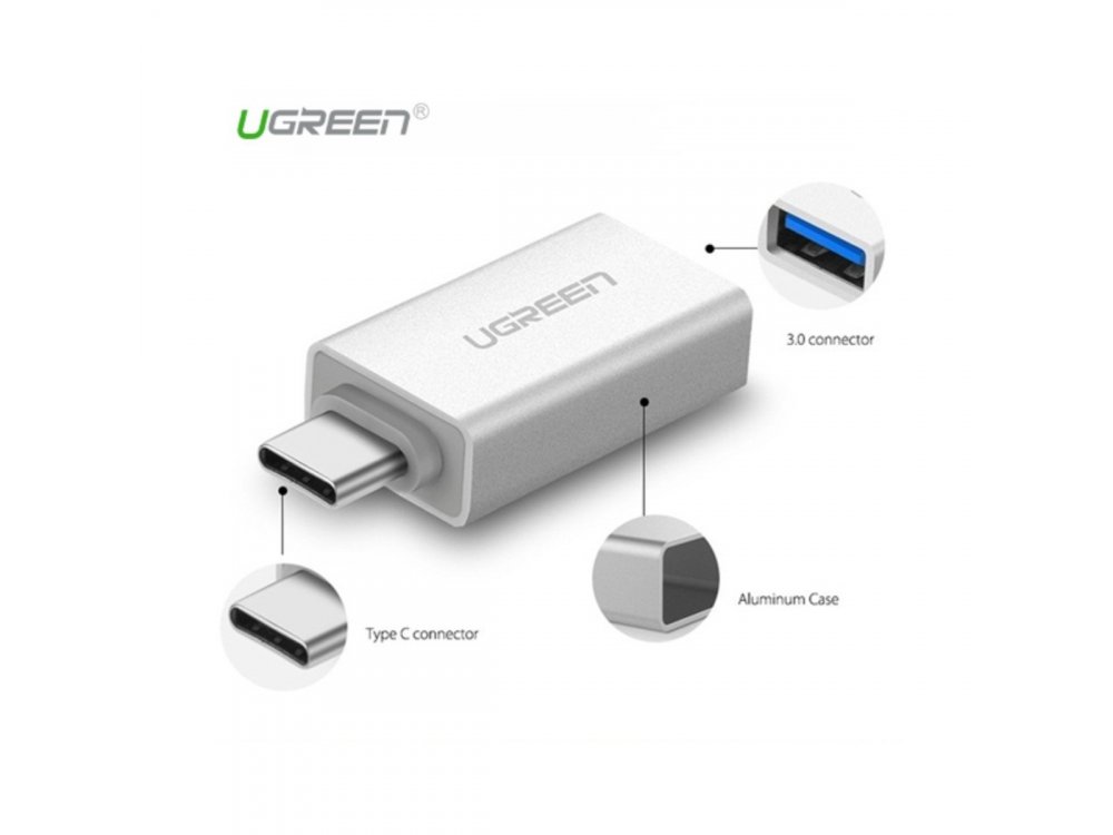Anker USB-C to USB 3.0 Adapter Female, OTG Adapter USB-A Female to USB-C Male - 30155, Silver
