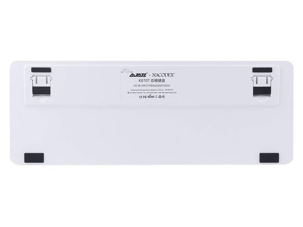 Ajazz K870T Ασύρματο Μηχανικό RGB Πληκτρολόγιο, Bluetooth Gaming Keyboard με Brown Switches, Tenkeyless, Λευκό
