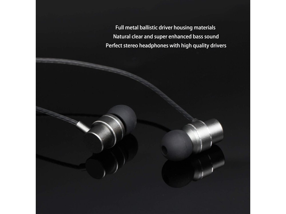 Lenovo HF118 Stereo Earbuds with in-line Microphone, in-ear Hands Free Ακουστικά με Μικρόφωνο & Πλήκτρα Λειτουργίας, Black Metal