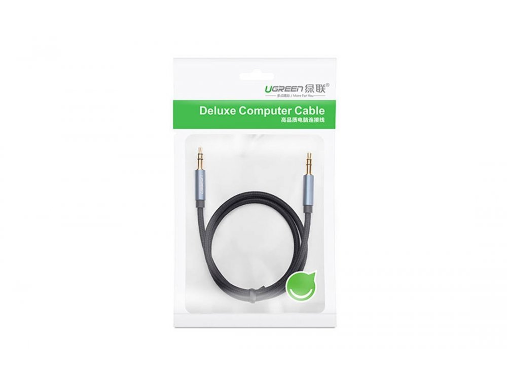 Ugreen Audio AUX Cable, 5m. Gilded with Nylon Weave 3.5mm, Blue - 10689
