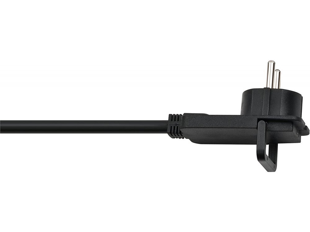 Brennenstuhl 10m. Schuko Angled Flat Plug Extension Cable 3x1.5mm², Black