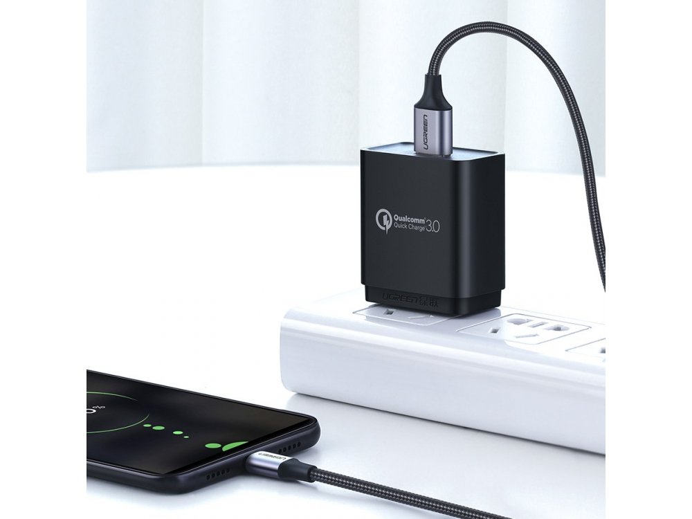 Ugreen Micro USB σε USB Καλώδιο 0.5μ με Νάυλον ύφανση και Επαφές Αλουμινίου - 60145, Μαύρο