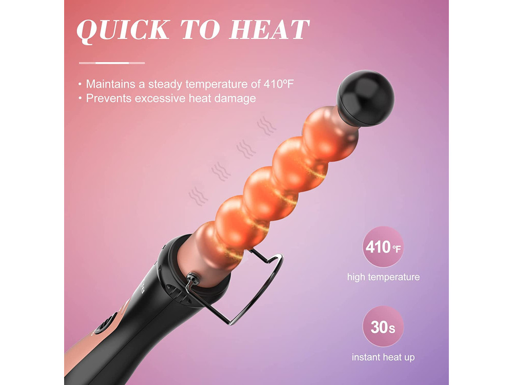 BESTOPE 5 in 1 Curling Iron Wand Set, with LCD & Temperature Control, Includes Glove + 2 Clips