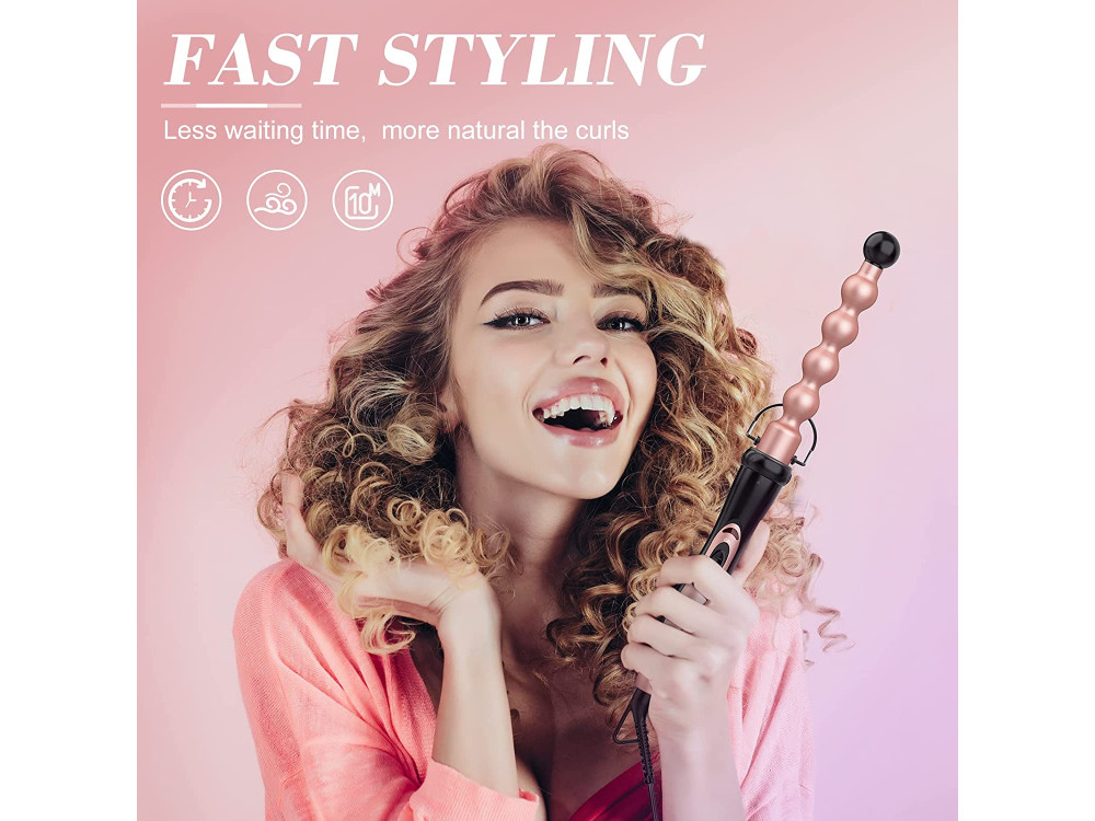 BESTOPE 5 in 1 Curling Iron Wand Set, with LCD & Temperature Control, Includes Glove + 2 Clips