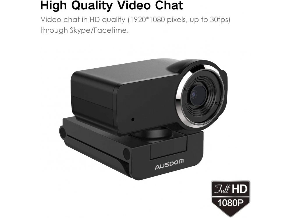 Ausdom AW635 Full HD Webcam USB 1080p @ 30fps Noise-Cancelling Microphone with Manual focus & Wide Angle