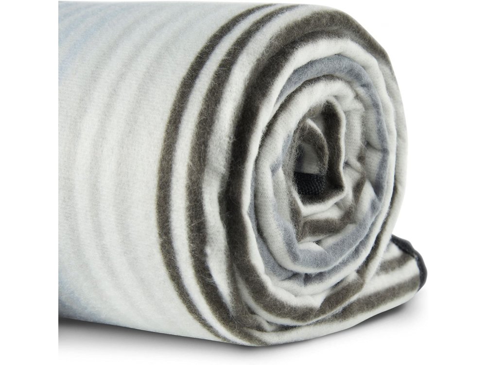 VonShef Picnic Blanket, Κουβέρτα Πικ-Νικ από Αδιάβροχο Ύφασμα και Vegan Δερμάτινη Λαβή 147x180cm, Gray Striped