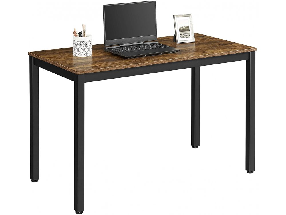 VASAGLE Large Computer Desk, Computer Desk / Table in Rustic Style, 120 x 60 x 76cm, Brown