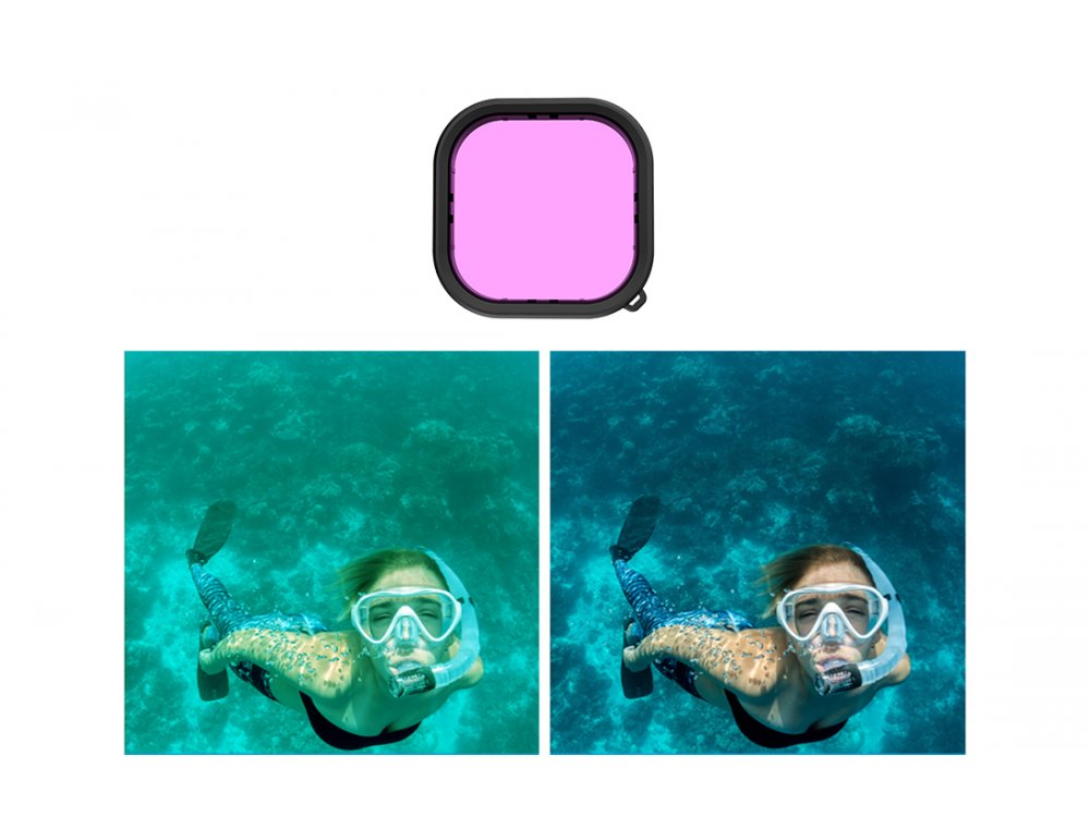 Telesin Red / Pink / Purple Lens filter set Underwater for GoPro Hero 9, Filter Set for Underwater Captures - GP-FLT-904