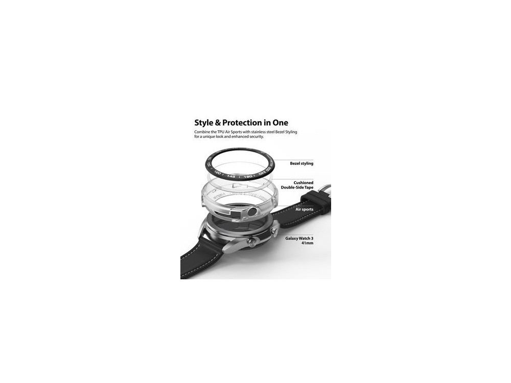 Ringke Galaxy Watch 3 41mm Air Sports + Bezel Styling Aluminum Combo Pack, Matte Clear