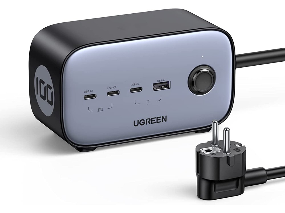 Ugreen DigiNest Pro Cube 2-outlet Power Strip, Πολύπριζο με 3 Θύρες Type-C 100W PD / PPS & 1 Θύρα USB FCB / QC3.0, Μαύρο