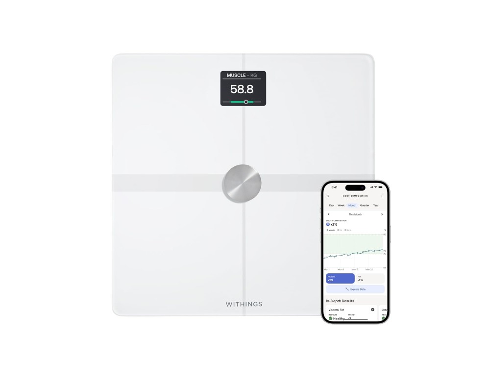 Withings Body Smart, Smart Scale, Fat Monitor, Body Mass Index with Fitness APP via Bluetooth & WiFi, White