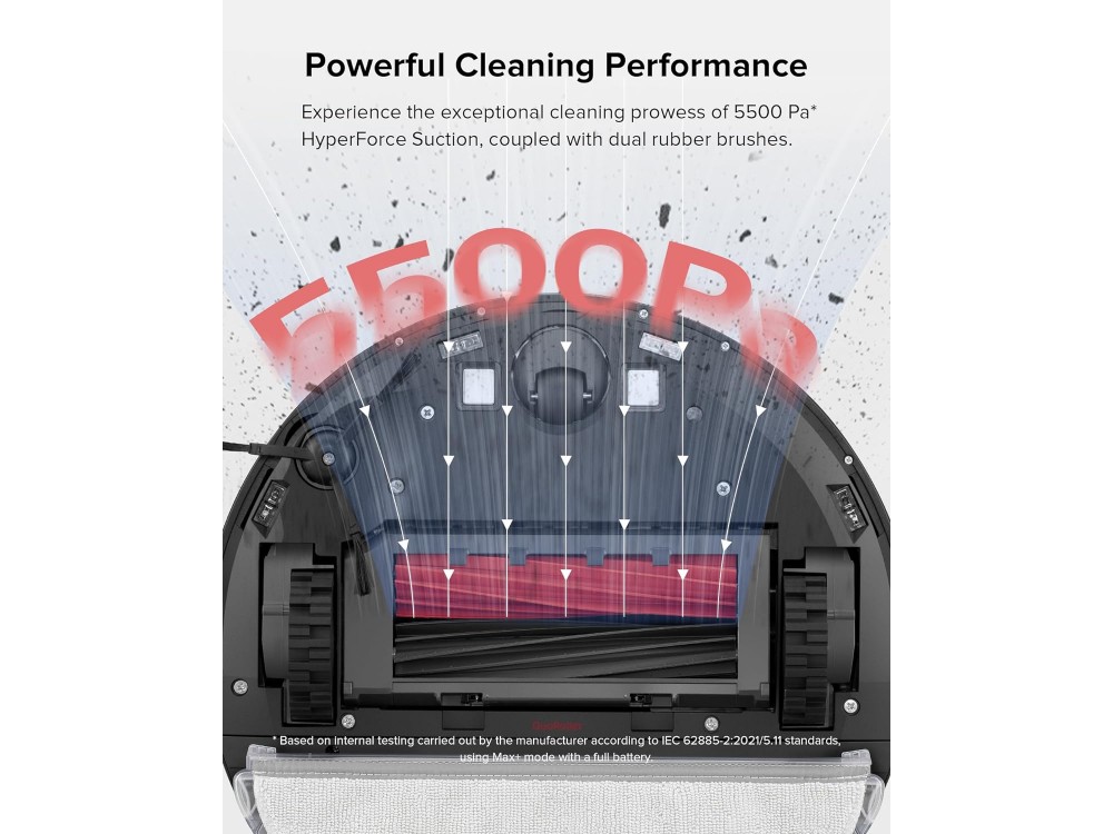 Roborock Q5 Pro+ Smart Robot Vacuum / Mopping Cleaner με Λειτουργία Σφουγγαρίσματος, 5500Pa, Lidar & Auto Emptying, Μαύρη
