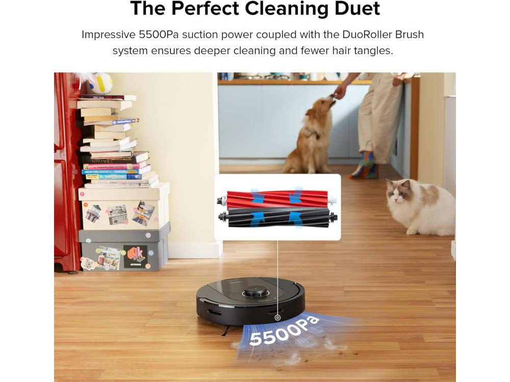 Roborock Q5 Pro Smart Robot Vacuum / Mopping Cleaner με Λειτουργία Σφουγγαρίσματος, 5500Pa, Lidar 3.0 & 3D Μapping, Μαύρη