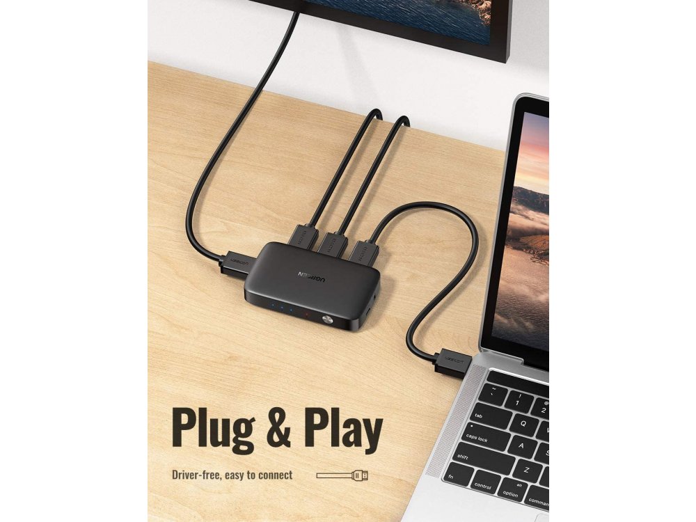 Ugreen HDMI 3-1 Switch 4K, 3 Είσοδοι / 1 Έξοδος, με Remote - 80125