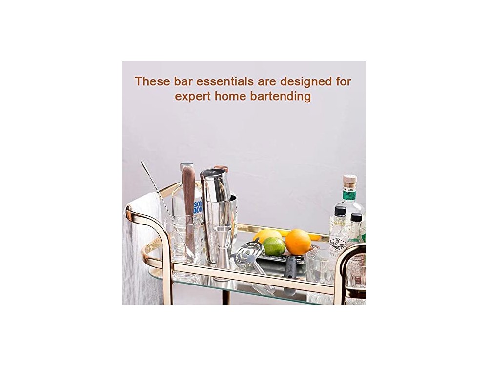 Forneed Cocktail Set 10pcs., Stainless Steel with Bamboo Base, Silver