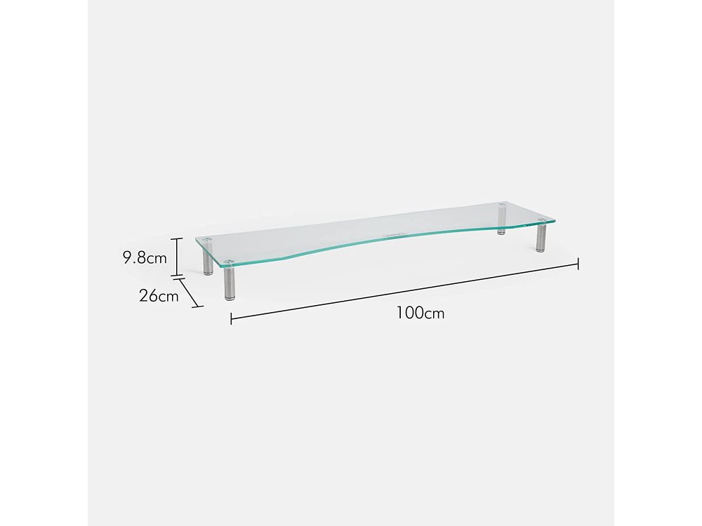 VonHaus Screen Stand Curved Glass, Adjustable Height, XL 100X26cm - 3000107