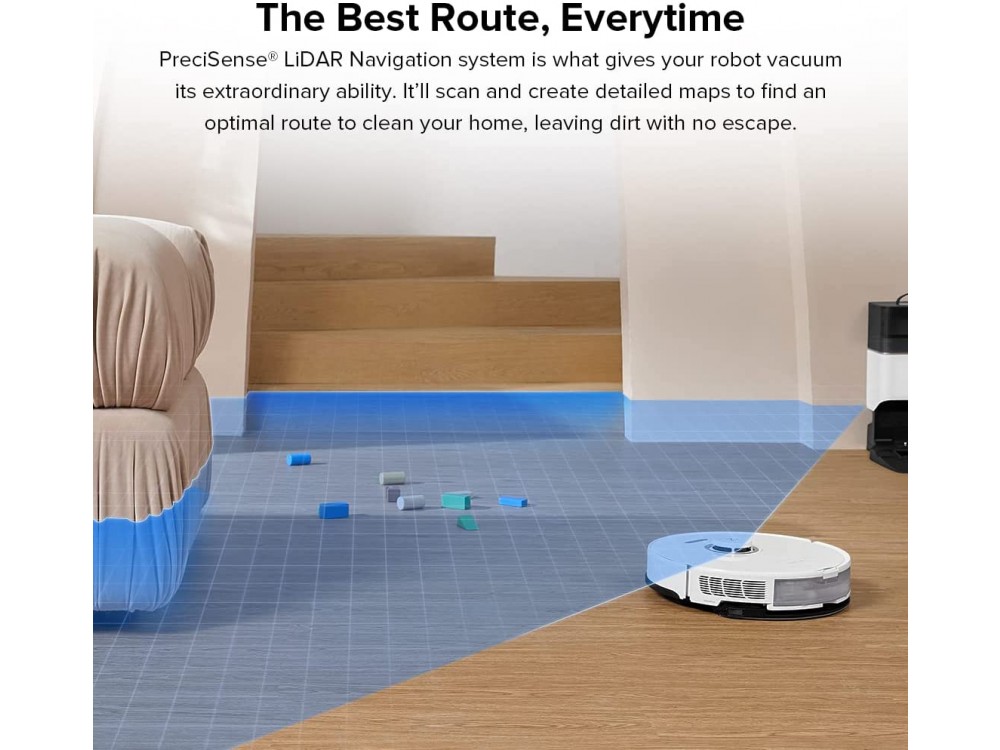 Roborock S8+ Smart Robot Vacuum / Mopping Cleaner Sonic, 6000Pa, Lidar & Auto Emptying, White