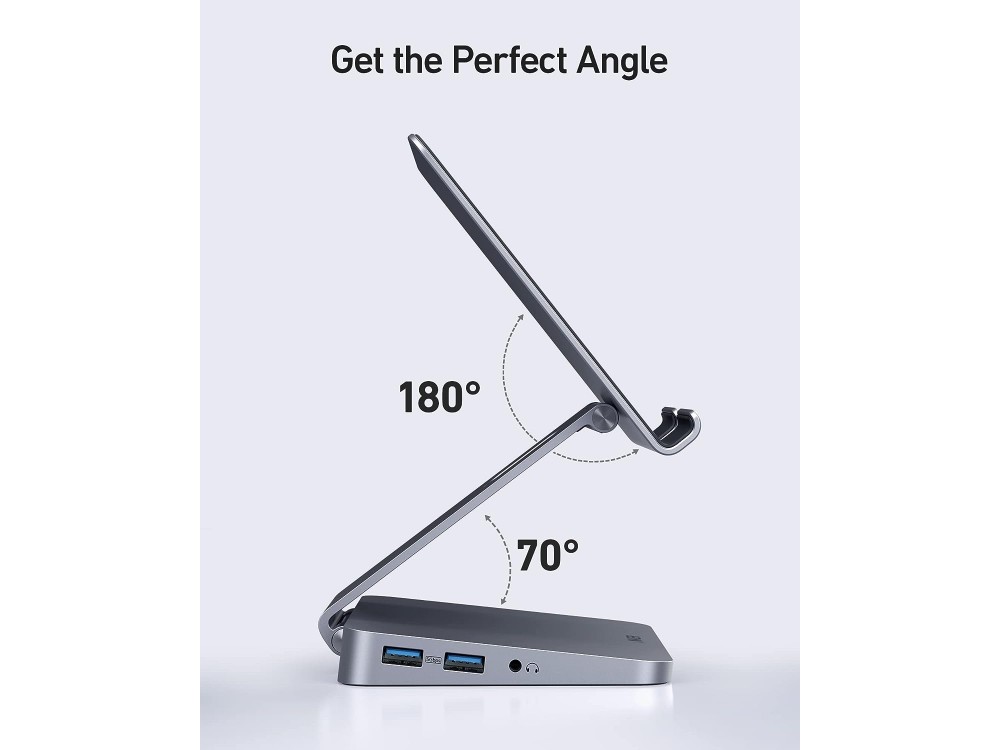 Anker 551 8-in-1 USB-C Hub & Tablet Stand 100W USB-C + 2* USB-A 3.0 + 4K@60Hz HDMI + AUX, Gray - OPEN PACKAGE