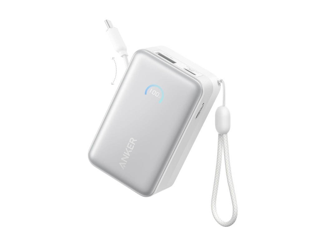 Anker Nano Power Bank 10.000mAh 45W με Ενσωματωμένο Επεκτεινόμενο Καλώδιο USB-C, White