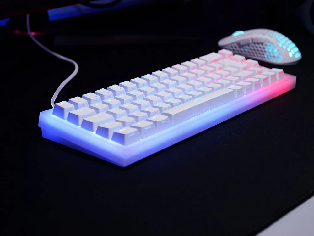 Xtrfy K5 Compact RGB 65% Gaming Mechanical Keyboard Tenkeyless Kailh Red Switches, Transparent White