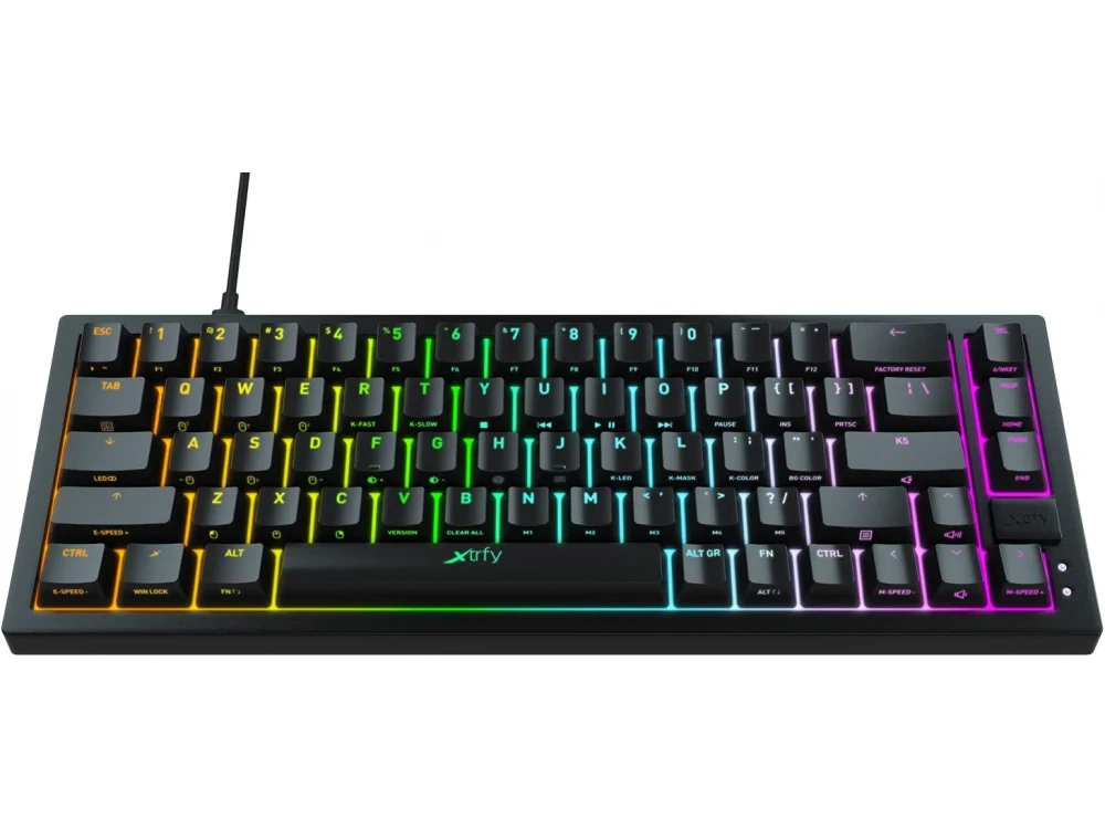 Xtrfy K5 Compact RGB 65% Gaming Mechanical Keyboard Tenkeyless Kailh Red Switches, Black