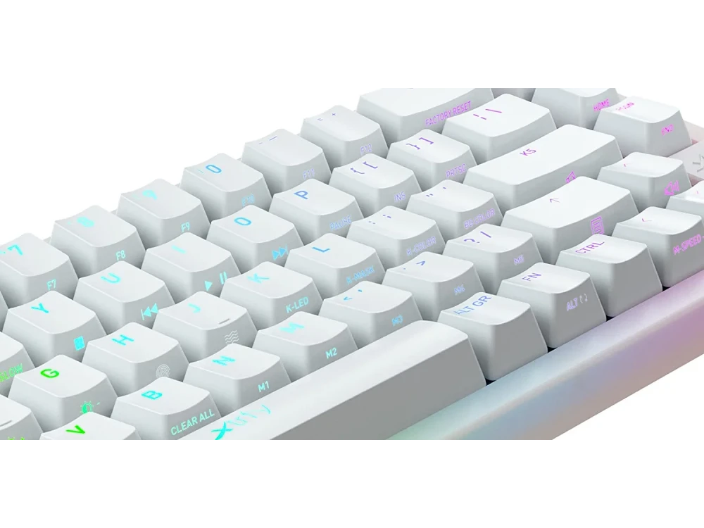 Xtrfy K5 Compact RGB 65% Gaming Mechanical Keyboard Tenkeyless Kailh Red Switches, Transparent White