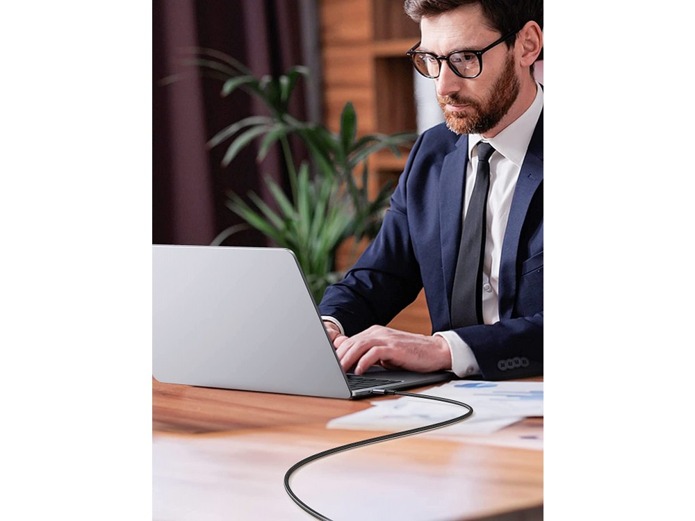 Ugreen USB-C σε USB-C Καλώδιο 3μ. με Νάυλον ύφανση και Επαφές Αλουμινίου Υποστήριξη PD3.0/QC4.0/FCP & 5A / 100W, Μαύρο