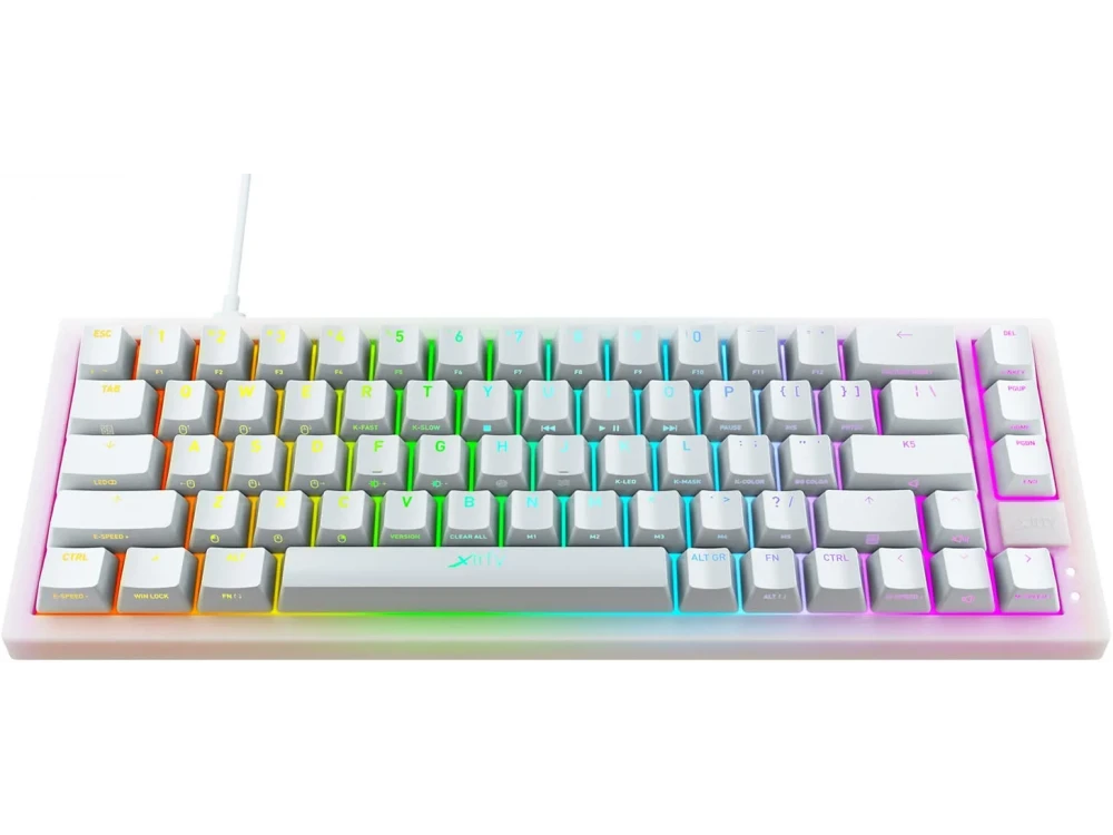 Xtrfy K5 Compact RGB 65% Gaming Mechanical Keyboard Tenkeyless Kailh Red Switches, Transparent White