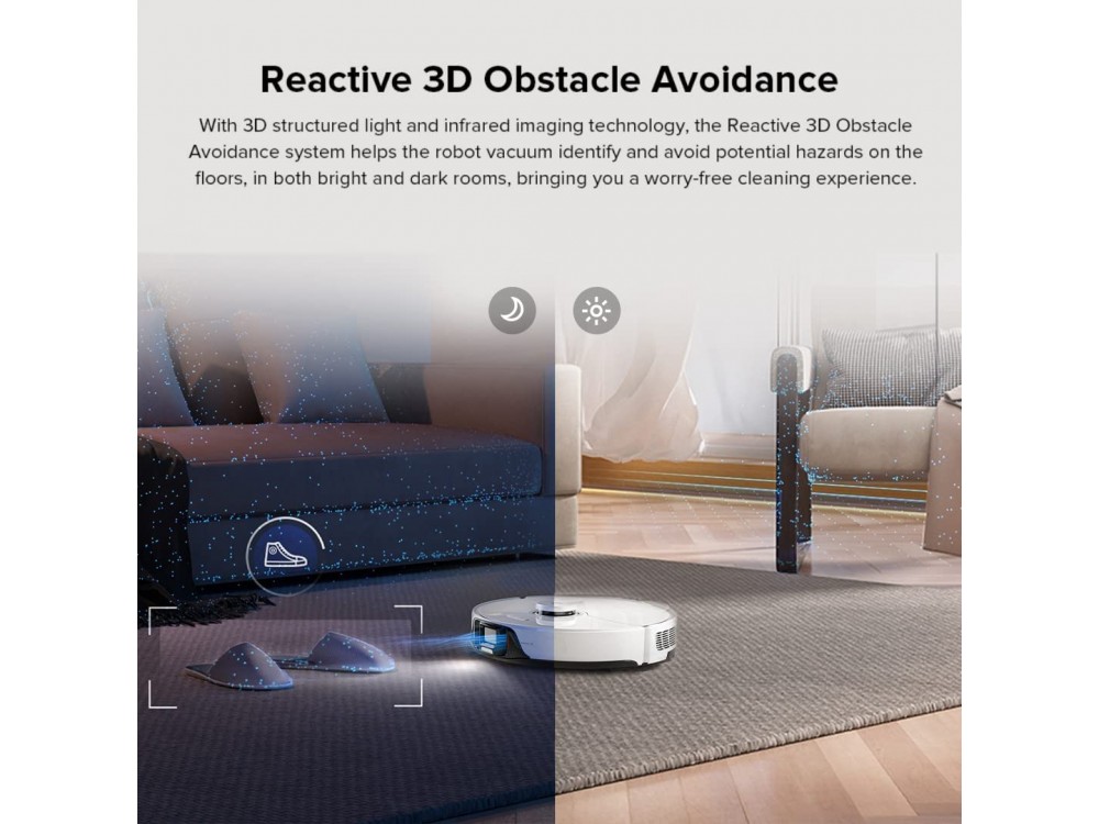 Roborock S8+ Smart Robot Vacuum / Mopping Cleaner Sonic, 6000Pa, Lidar & Auto Emptying, White