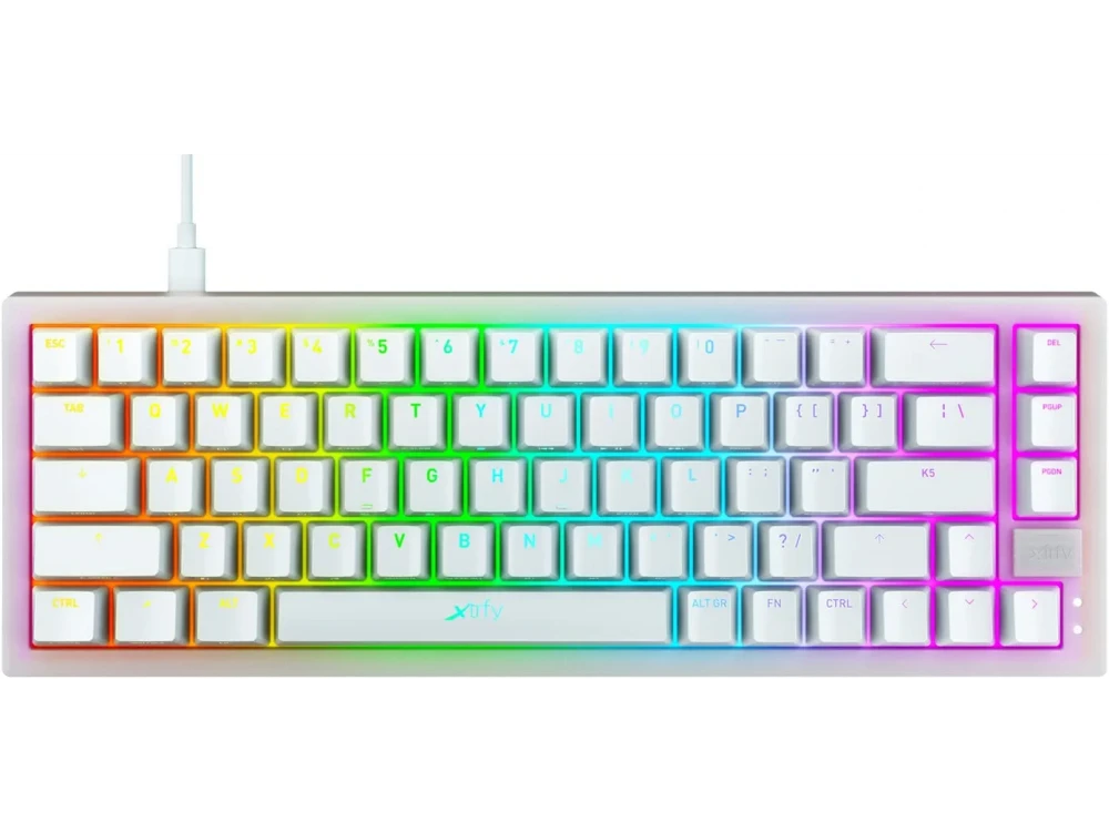 Xtrfy K5 Compact RGB 65% Gaming Mechanical Keyboard Tenkeyless Kailh Red Switches, Transparent White