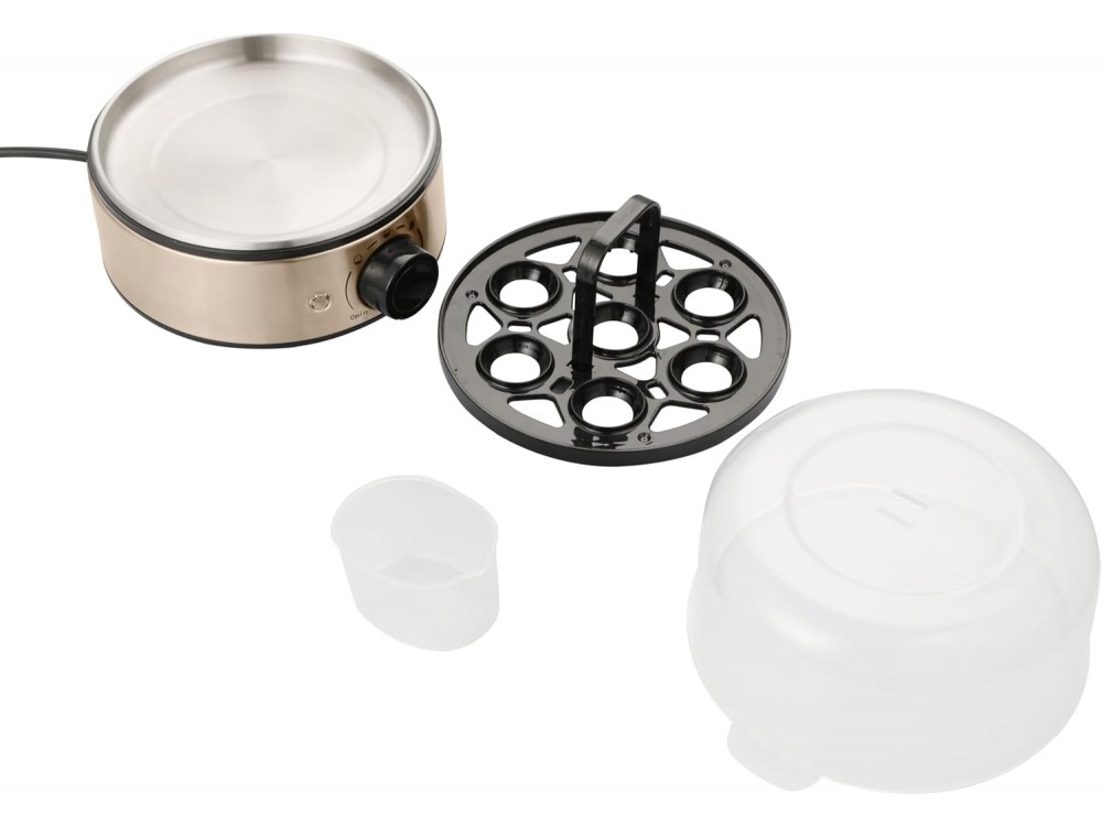 Emerio Egg Boiler, 7 Egg Boiler 400W BPA free, with 3 Boiling Levels & Voice Alerts, Inox