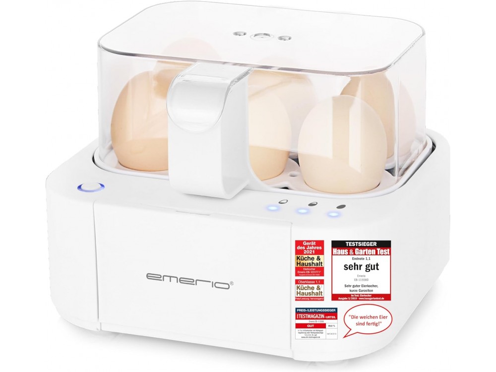 Emerio EB-115560 Egg Boiler, Βραστήρας 6 Αυγών 400W με 3 Επίπεδα Βρασίματος και Φωνητικές Ειδοποιήσεις