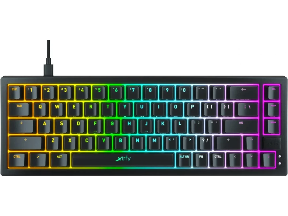 Xtrfy K5 Compact RGB 65% Gaming Mechanical Keyboard Tenkeyless Kailh Red Switches, Black