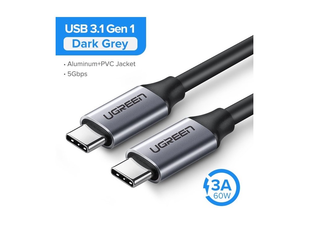 Ugreen USB-C σε USB-C 3.1 Gen1 Καλώδιο 1,5μ. με Επαφές Αλουμινίου - 50751, Μαύρο