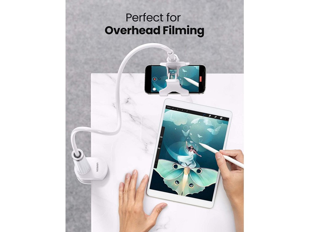 Ugreen Gooseneck Flexible Mobile / Tablet Mounting Stand 4 "-7.2" Inches, 90cm. Height - 30488, White