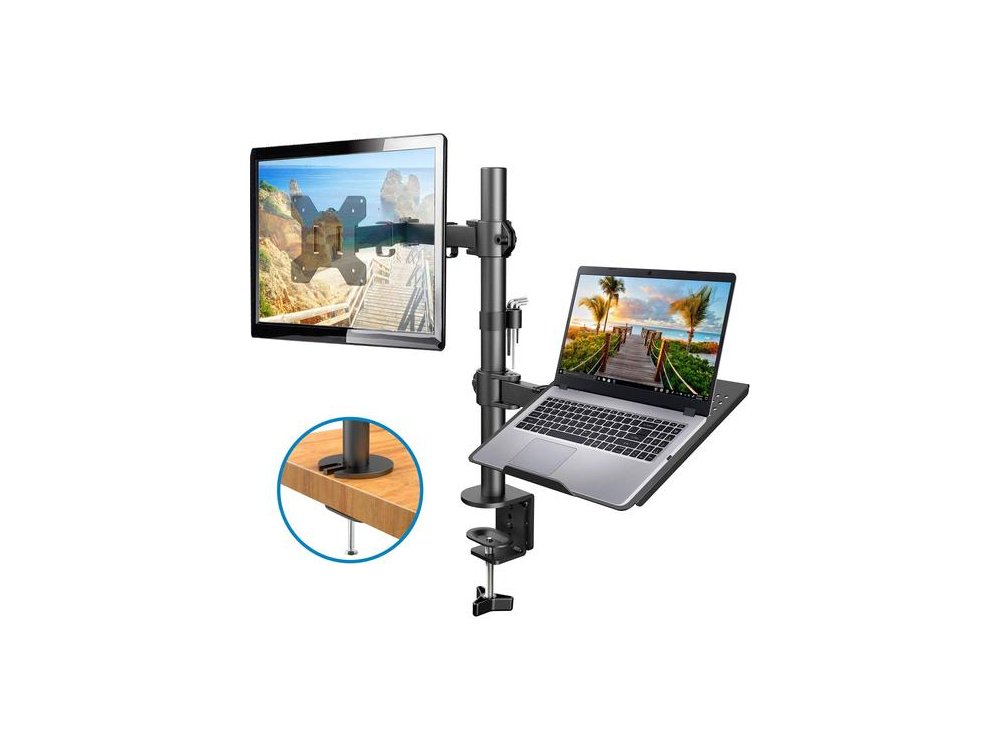 Nordic Dual Arm Desk Mount with Clamp, Stand for Screen & Laptop 13 ”-27”, up to 8kg - MM10