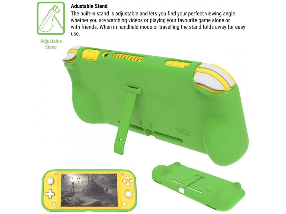 Orzly Nintendo Switch Lite cover προστασίας Comfort Grip με Kickstand & Pack of 6 Thumb Grips - Green