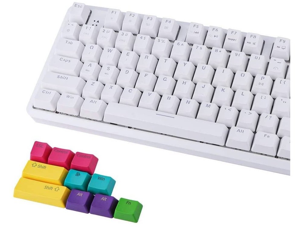 Ajazz K870T Wireless Mechanical RGB Keyboard, Bluetooth Gaming Keyboard with Black Switches, Tenkeyless, White