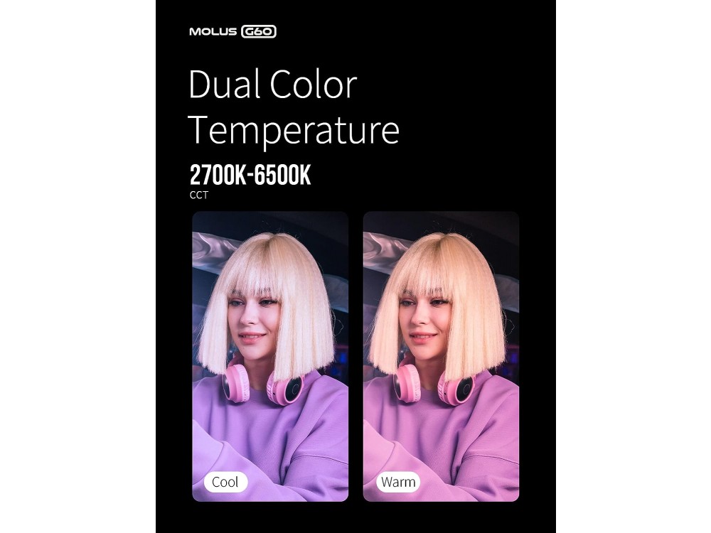 Zhiyun MOLUS G60 Bi-Color Pocket COB LED Monolight Combo 60W with Color Temperature 2700-6500K