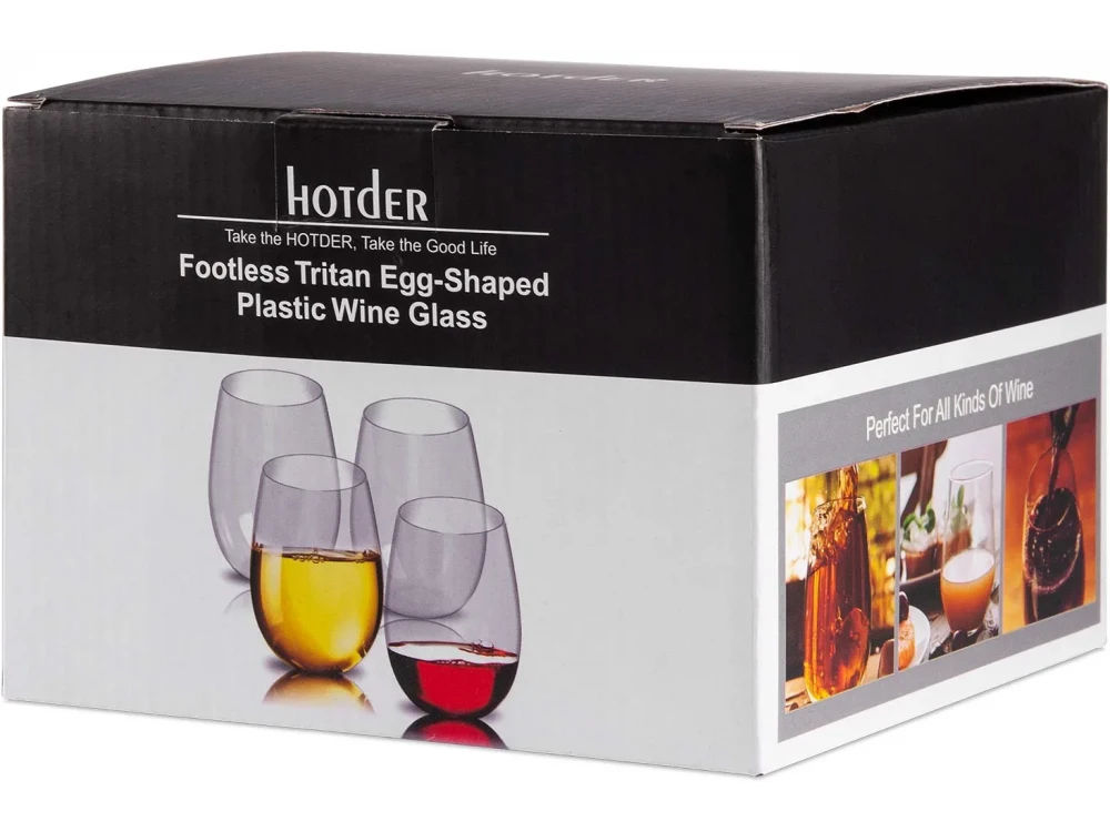 Hotder Tritan Wine Glasses, Unbreakable, 470ml, Set of 4