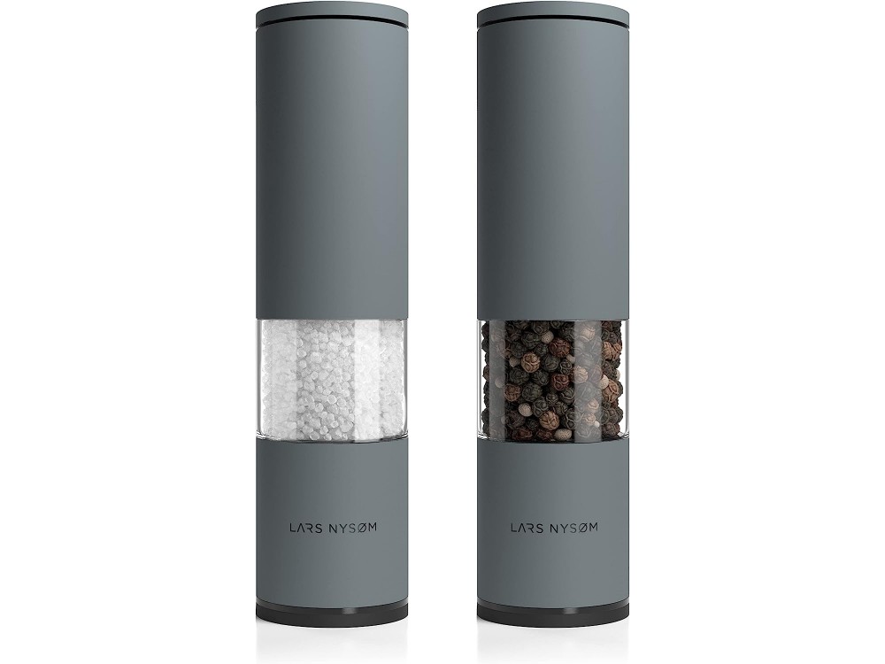 Lars Nysom Lagom Ceramic Salt and Pepper Mills Set with Adjustable Grinding, Set of 2, Cool Grey