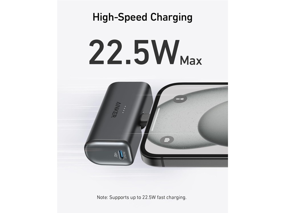 Anker Nano 5000 PD 22.5W USB-C Mini Power Bank 5.000mAh Power Delivery & PowerIQ 3.0, Black