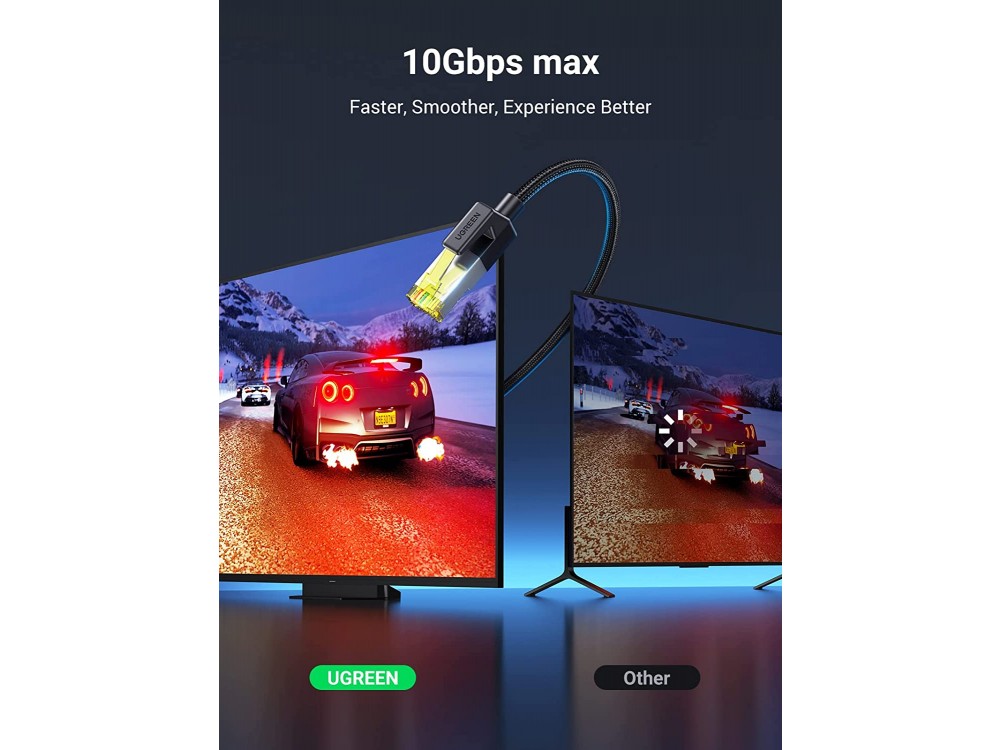 Ugreen F/FTP Cat.7 Καλώδιο Ethernet 5μ. με Νάυλον ύφανση, 10Gbps, 600Mhz, RJ45 Cable Shielded, Μαύρο