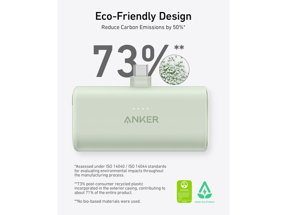Anker Nano 5000 PD 22.5W USB-C Mini Power Bank 5.000mAh Power Delivery & PowerIQ 3.0, Black