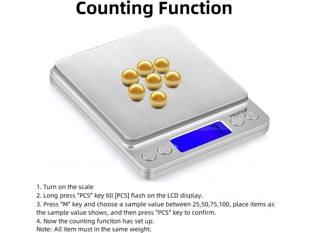 AJ Inox Food Scale, Ψηφιακή Ζυγαριά Κουζίνας 2kg Ακριβείας 0,1gr, LCD Οθόνη & 2 Αποσπώμενα Μπολ, Silver