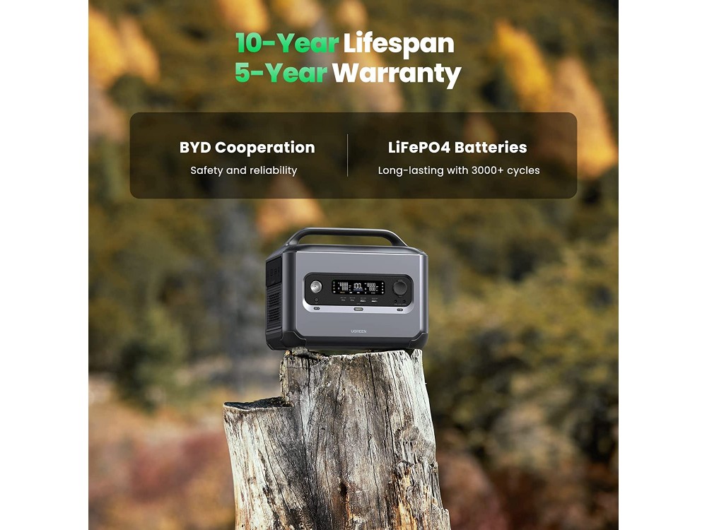 Ugreen PowerRoam GS600 Portable Powerstation 600W, με 2*Shucko + 2*USB-C + 2*USB-A & Θύρα Αυτοκινήτου - 15050