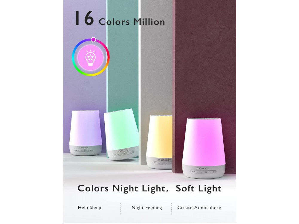 Momcozy Baby White Noise Machine & RGB Night Light with APP Remote Control & Timer