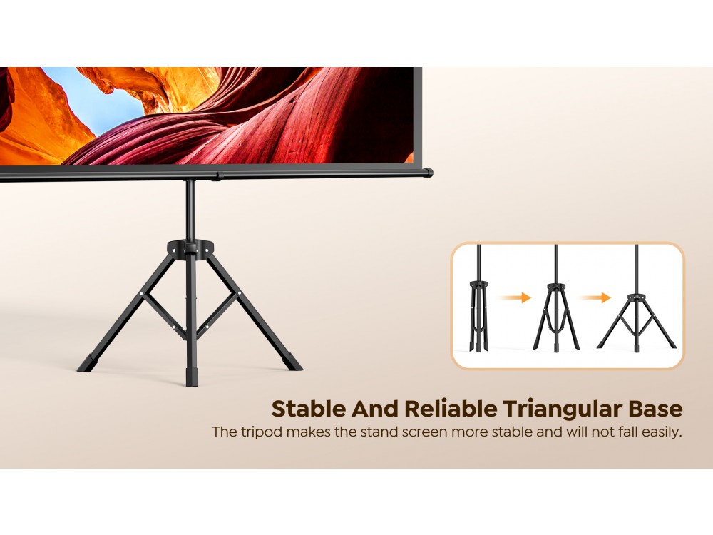 Yaber YS-84D Projector Screen with Tripod 84'', 177x124cm, 16:9 Οθόνη Προβολής Projector Δαπέδου με Τρίποδο