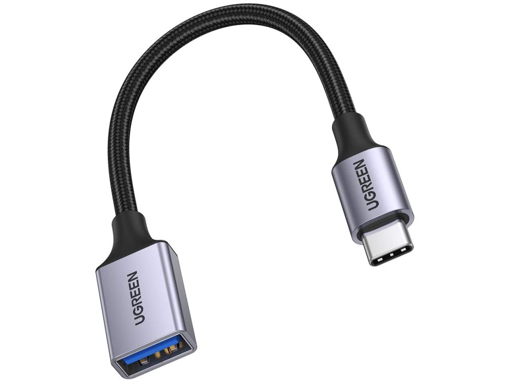 Ugreen Αντάπτορας USB-C σε USB-A 3.0 με 10cm Καλώδιο με Νάυλον Ύφανση Αluminum OTG Adapter Type-C Male to USB-A Female - 70889