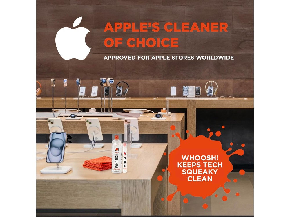 Whoosh! Duo Screen Cleaner, Screen Cleaning Set with 100ml & 8ml Liquid Sprays and 2 x Antimicrobial Microfiber Cloths
